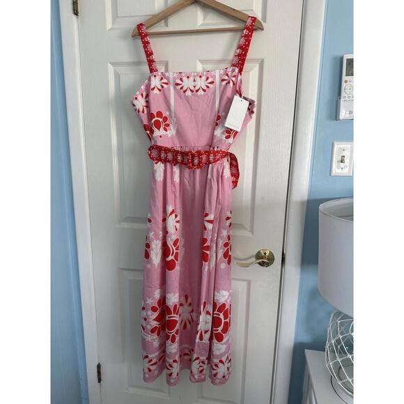 BORGO DE NOR Ninet Dress Geo Flower Pink $835 NWT UK 18 US 14 Tuckernuck - Picture 8 of 9